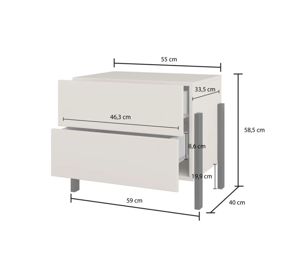 Meble Dla Dzieci|Zestawy Mebli Do Sypialni>Helvetia Stolik nocny do sypialni z szufladami 55 cm kaszmir JUKON