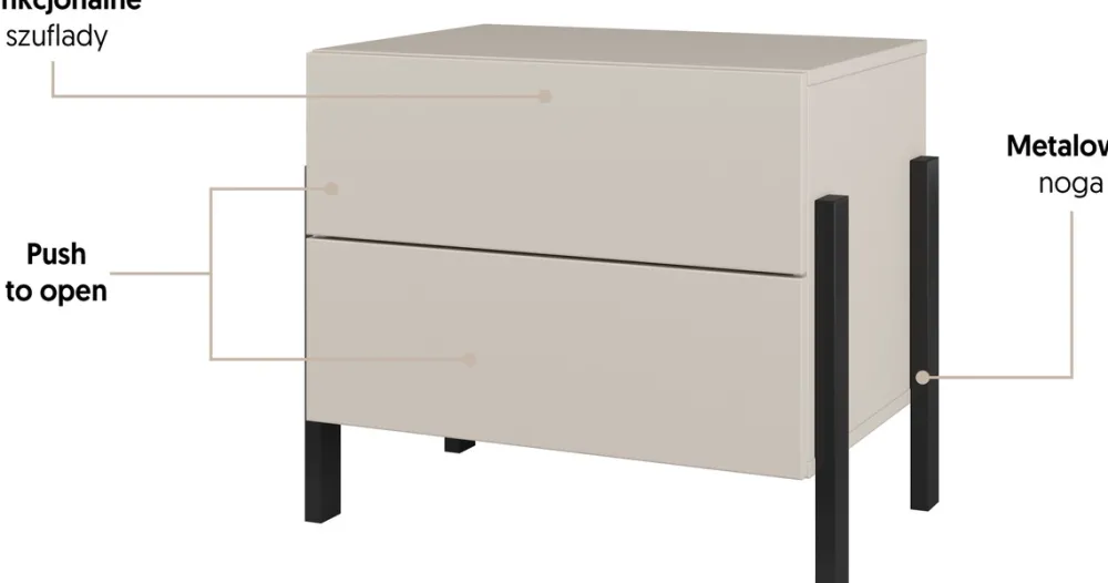 Meble Dla Dzieci|Zestawy Mebli Do Sypialni>Helvetia Stolik nocny do sypialni z szufladami 55 cm kaszmir JUKON