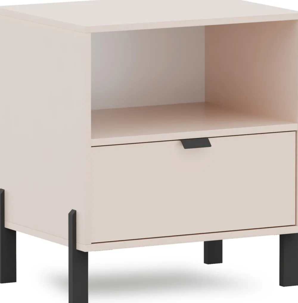 Zestawy Mebli Do Salonu|Szafki Nocne>Stolar Stolik nocny szafka nocna do sypialni beżowy z szufladą CALISSA