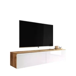 Szafki Rtv>BRATEX Stolik pod tv dąb wotan biały połysk BROMI