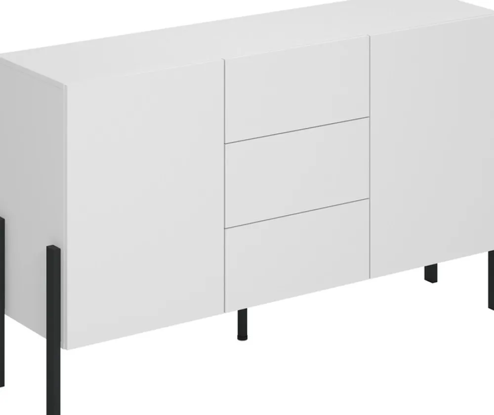 Komody>Helvetia Stylowa komoda biała 154 cm do salonu przedpokoju z szufladami i szafkami JUKON biały