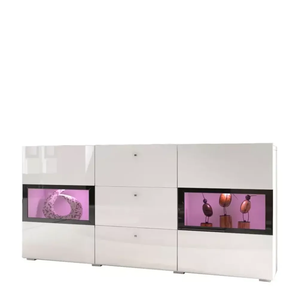 Zestawy Mebli Do Salonu|Komody>Helvetia Stylowa komoda do salonu połysk BARRET biały