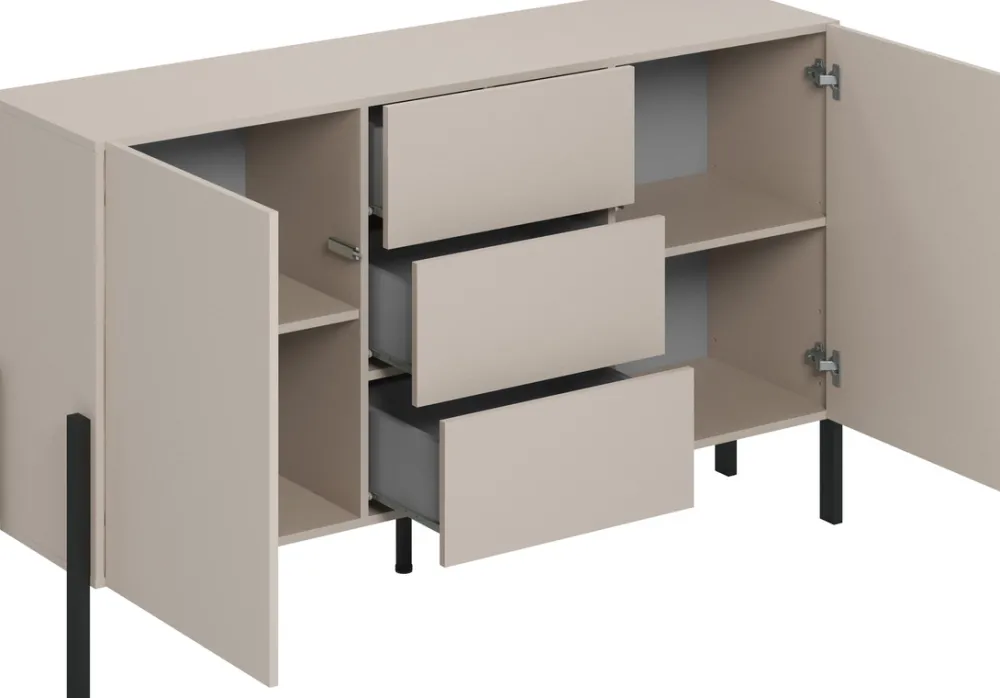 Zestawy Mebli Do Salonu|Komody>Helvetia Stylowa komoda do salonu 154 cm z szufladami JUKON kaszmir