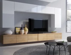 Meble Młodzieżowe|Zestawy Mebli Do Salonu>GiB Meble Stylowa komoda RTV 150 cm MODERN dąb złoty