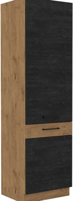 Meble Kuchenne>Lempert Słupek kuchenny do zabudowy lodówki 60 cm VIKI ciemne drewno