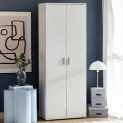 Szafy Otwierane></noscript>INTER MEBLE Szafa 70 cm do przedpokoju dwudrzwiowa KONTI z półkami uchylna biały