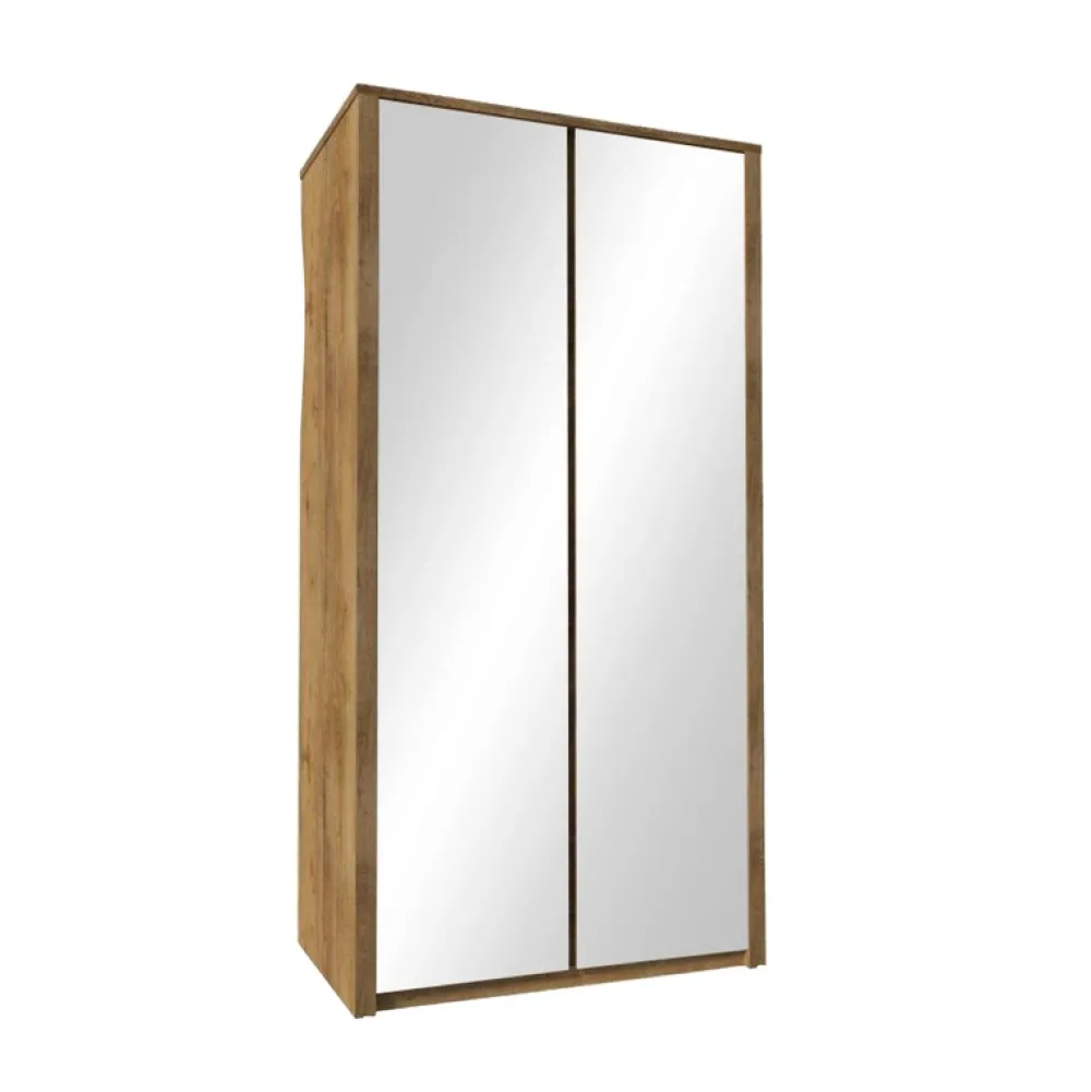 Szafy Dwudrzwiowe|Szafy Młodzieżowe>GAŁA MEBLE Szafa 113 cm do przedpokoju uchylna z lustrami MELVIN dąb lefkas