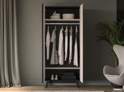 Szafy Dwudrzwiowe|Szafy Młodzieżowe>ML Meble Szafa 90 cm do sypialni dwudrzwiowa FERIO cashmere