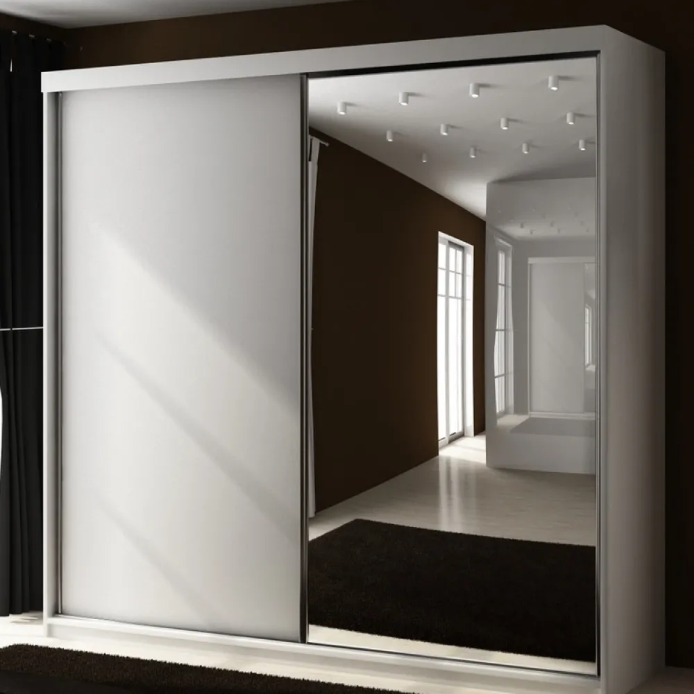 Szafy Przesuwne|Zestawy Mebli Do Przedpokoju>KIER Szafa 200 cm do sypialni z lustrem przesuwna TARO biały