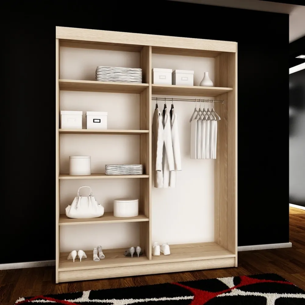 Szafy Przesuwne|Zestawy Mebli Do Przedpokoju>KIER Szafa 150 cm dwudrzwiowa z lustrem do przedpokoju TARO dąb sonoma