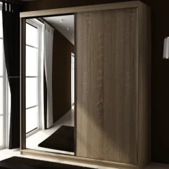 Szafy Z Lustrem|Zestawy Mebli Do Przedpokoju>KIER Szafa 150 cm przesuwna z lustrem do przedpokoju TARO dąb sonoma