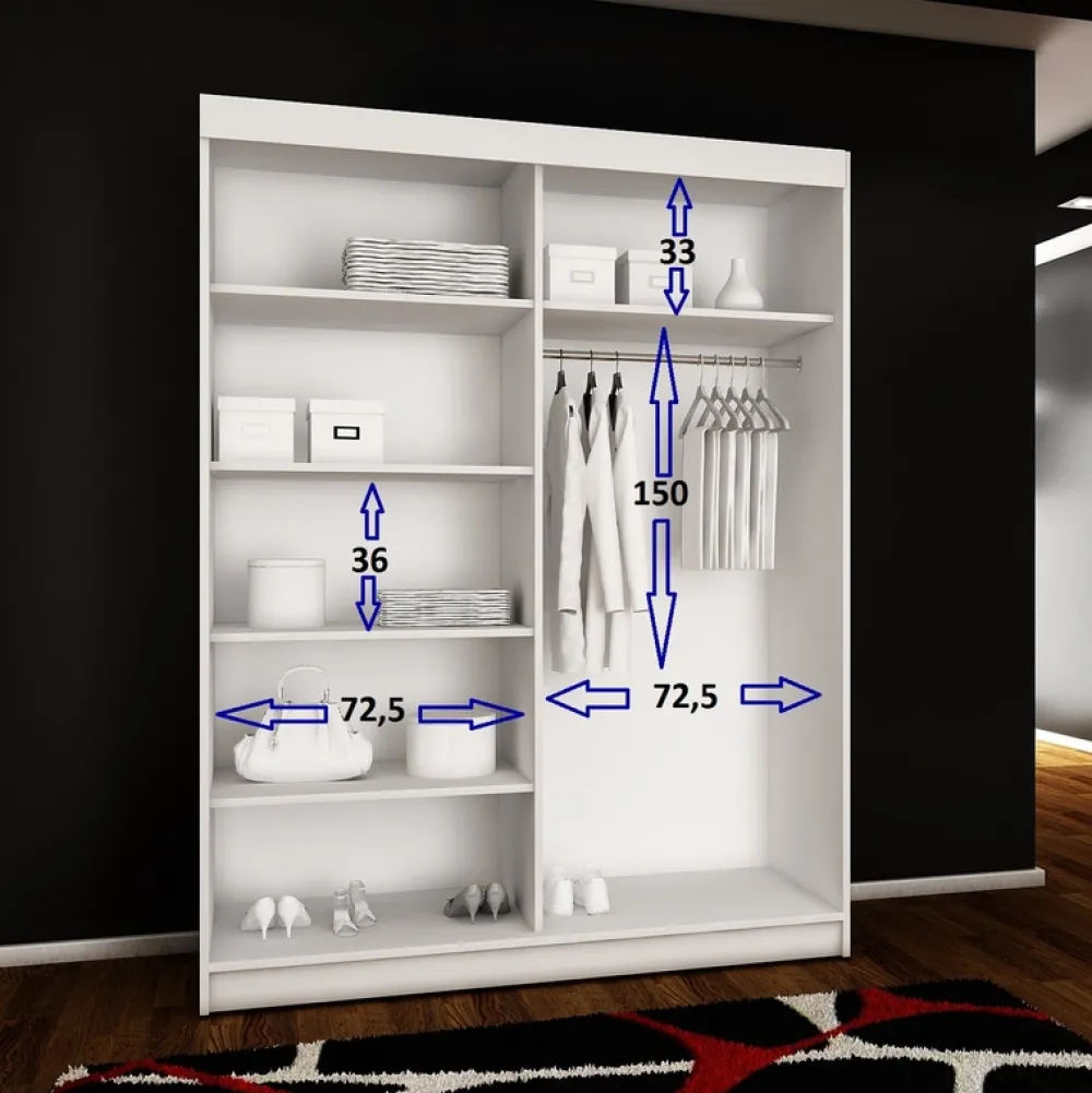 Szafy Z Lustrem|Zestawy Mebli Do Przedpokoju>KIER Szafa 150 cm przesuwna z lustrem do przedpokoju TARO dąb sonoma