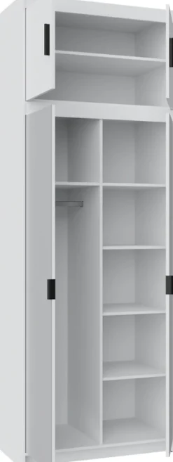 Meble Dla Dzieci|Zestawy Mebli Do Przedpokoju>Lempert Szafa 90 cm z lustrem i nadstawką do sypialni KUBA biały