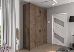 Garderoby|Meble Młodzieżowe>Lempert Szafa czterodrzwiowa 176 cm z nadstawką KUBA dąb lefkas