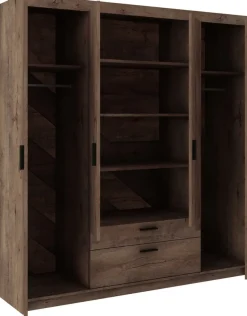 Garderoby|Meble Młodzieżowe>Lempert Szafa czterodrzwiowa 176 cm z nadstawką KUBA dąb lefkas