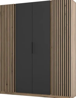Szafy Młodzieżowe|Szafy Otwierane>Lempert Szafa czterodrzwiowa do sypialni z lamelami 200 cm KARAT