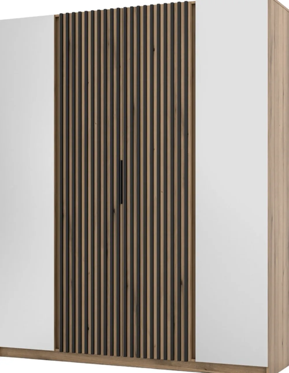 Szafy Młodzieżowe|Szafy Otwierane>Lempert Szafa czterodrzwiowa z lamelami i lustrem 200 cm KARAT dąb evoke