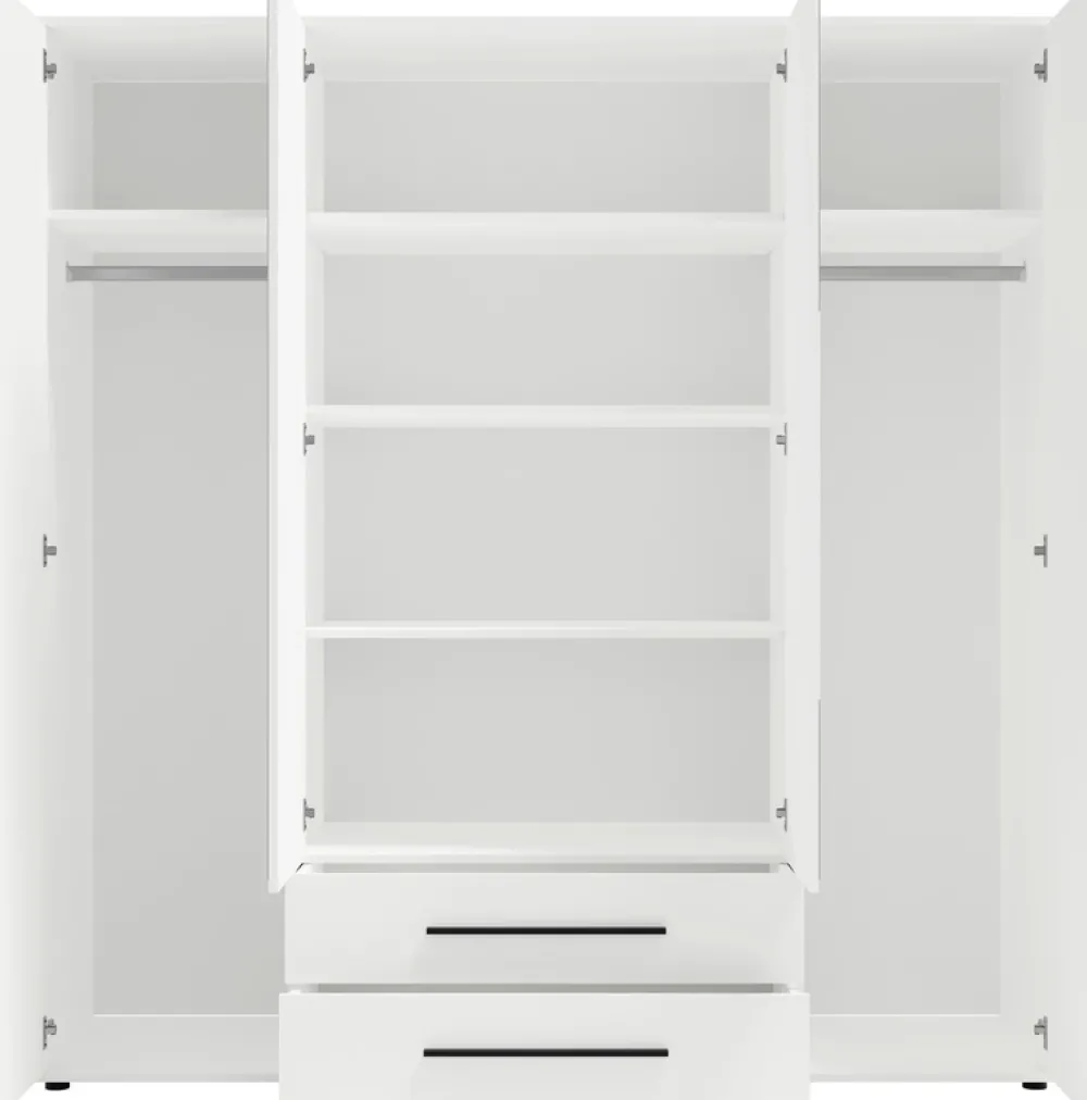 Zestawy Mebli Do Sypialni|Szafy Do Sypialni>GiB Meble Szafa czterodrzwiowa z lustrem 200 cm do sypialni MAXIDO czarny