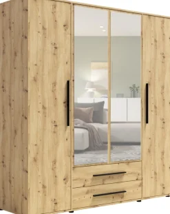Zestawy Mebli Do Sypialni|Szafy Do Sypialni>GiB Meble Szafa czterodrzwiowa z lustrem 200 cm do sypialni MAXIDO dąb artisan