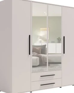 Zestawy Mebli Do Sypialni|Szafy Do Sypialni>GiB Meble Szafa czterodrzwiowa z lustrem 200 cm do sypialni MAXIDO kaszmir