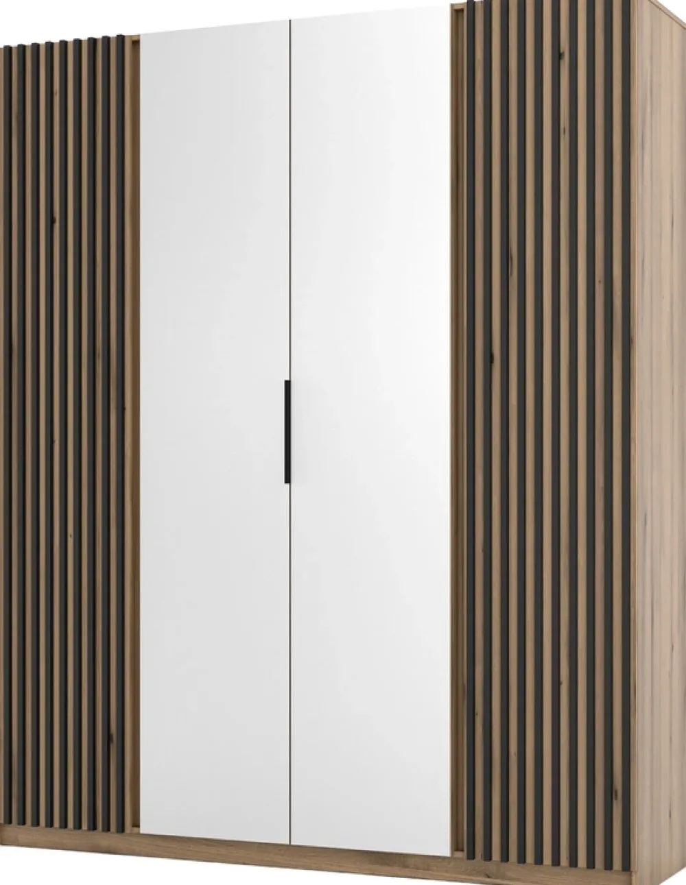 Szafy Młodzieżowe|Szafy Otwierane>Lempert Szafa czterodrzwiowa z lustrem i półkami 200 cm KARAT dąb evoke