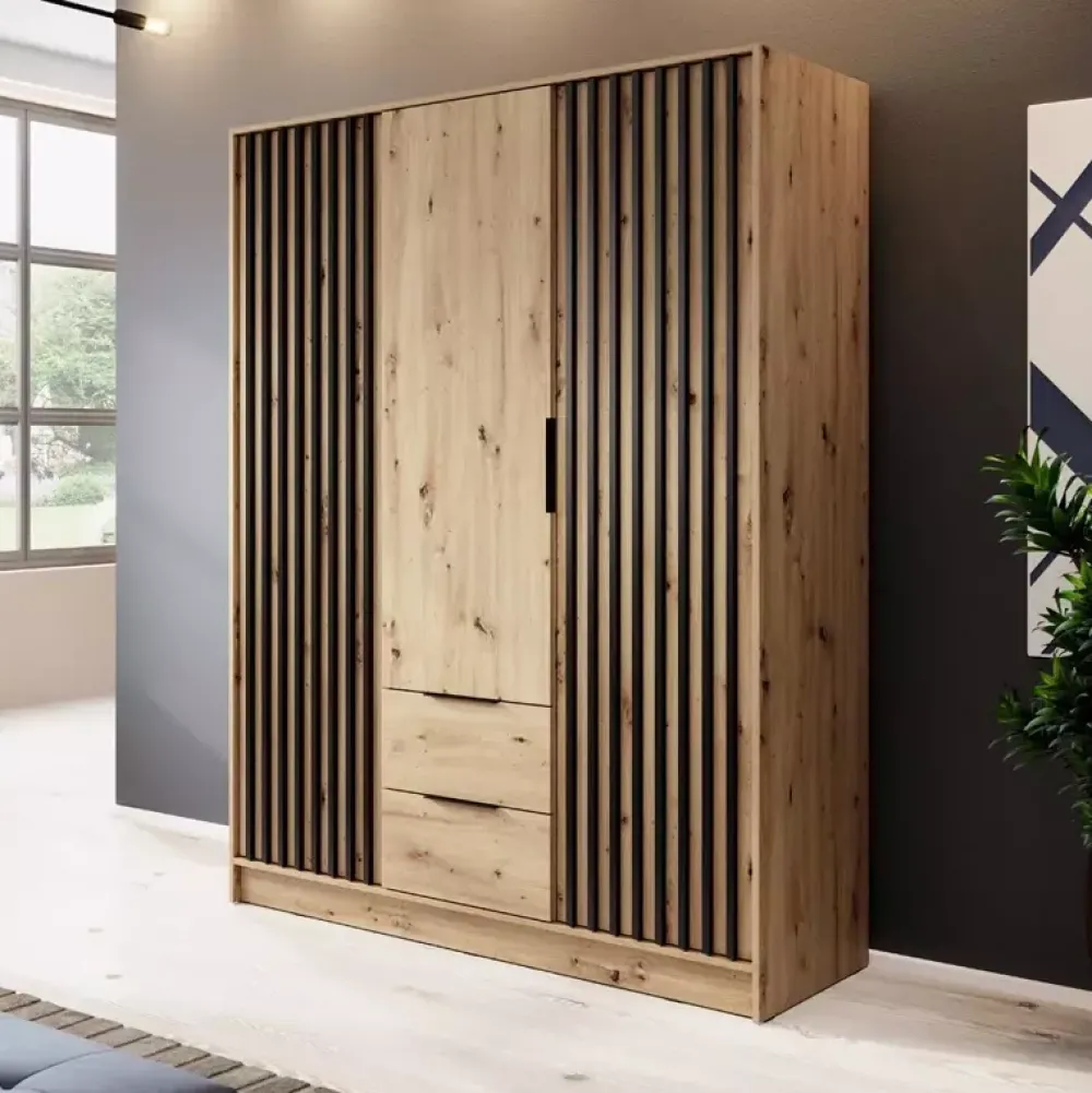 Meble Młodzieżowe|Zestawy Mebli Do Przedpokoju>PIASKI Szafa dąb artisan 155 cm KELLY