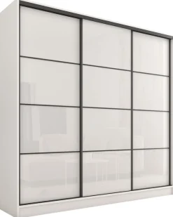 Zestawy Mebli Do Przedpokoju|Szafy Trzydrzwiowe>BROMARKT Szafa do przedpokoju 180 cm biała połysk LOFT biały połysk