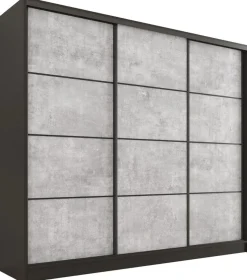 Zestawy Mebli Do Przedpokoju|Szafy Trzydrzwiowe>BROMARKT Szafa do przedpokoju 200 cm LOFT beton czarny