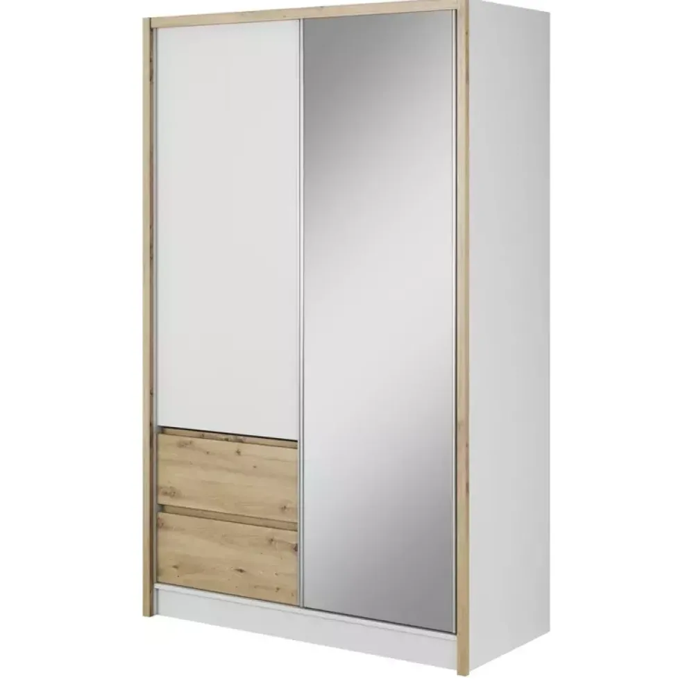 Szafy Do Przedpokoju|Szafy Do Salonu>PIASKI Szafa do salonu 130 cm biały dąb artisan MALTA