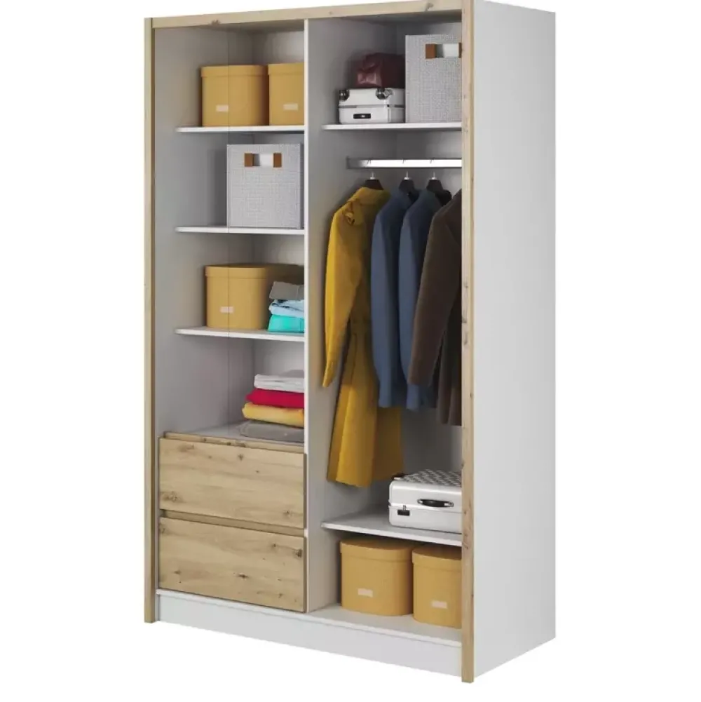 Szafy Do Przedpokoju|Szafy Do Salonu>PIASKI Szafa do salonu 130 cm biały dąb artisan MALTA