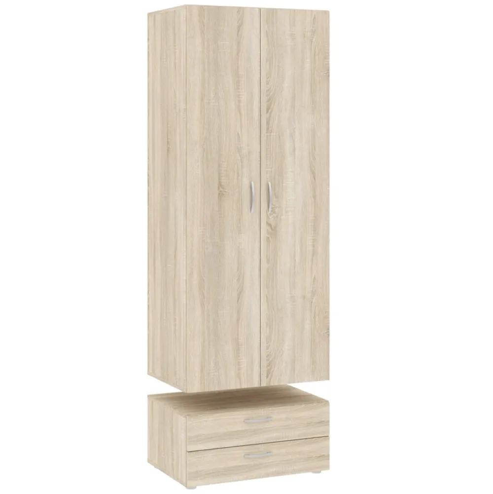 Szafy Otwierane>INTER MEBLE Szafa do sypialni 74 cm dwudrzwiowa z drążkiem BARENA dąb sonoma
