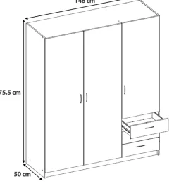 Zestawy Mebli Do Przedpokoju|Szafy Trzydrzwiowe></noscript>INTER MEBLE Szafa do sypialni 146 cm z szufladami GENTIO trzydrzwiowa dąb sonoma