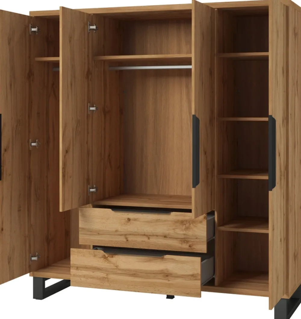 Meble Młodzieżowe|Zestawy Mebli Do Sypialni>Helvetia Szafa do sypialni w stylu loftowym z szufladami HALLE S