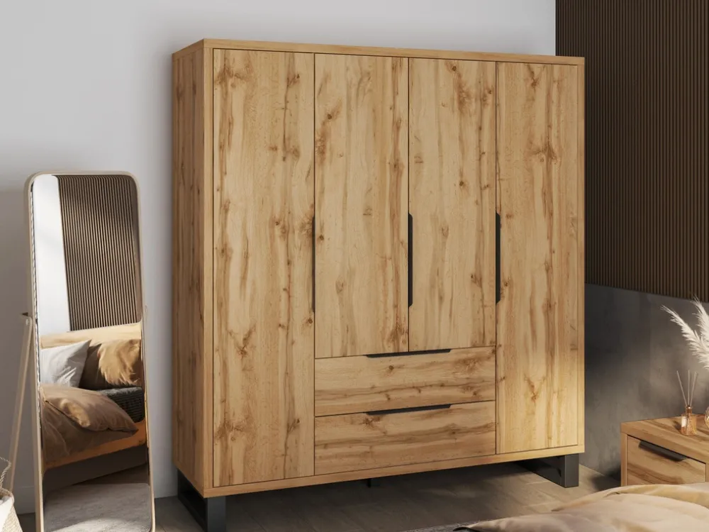 Meble Młodzieżowe|Zestawy Mebli Do Sypialni>Helvetia Szafa do sypialni w stylu loftowym z szufladami HALLE S