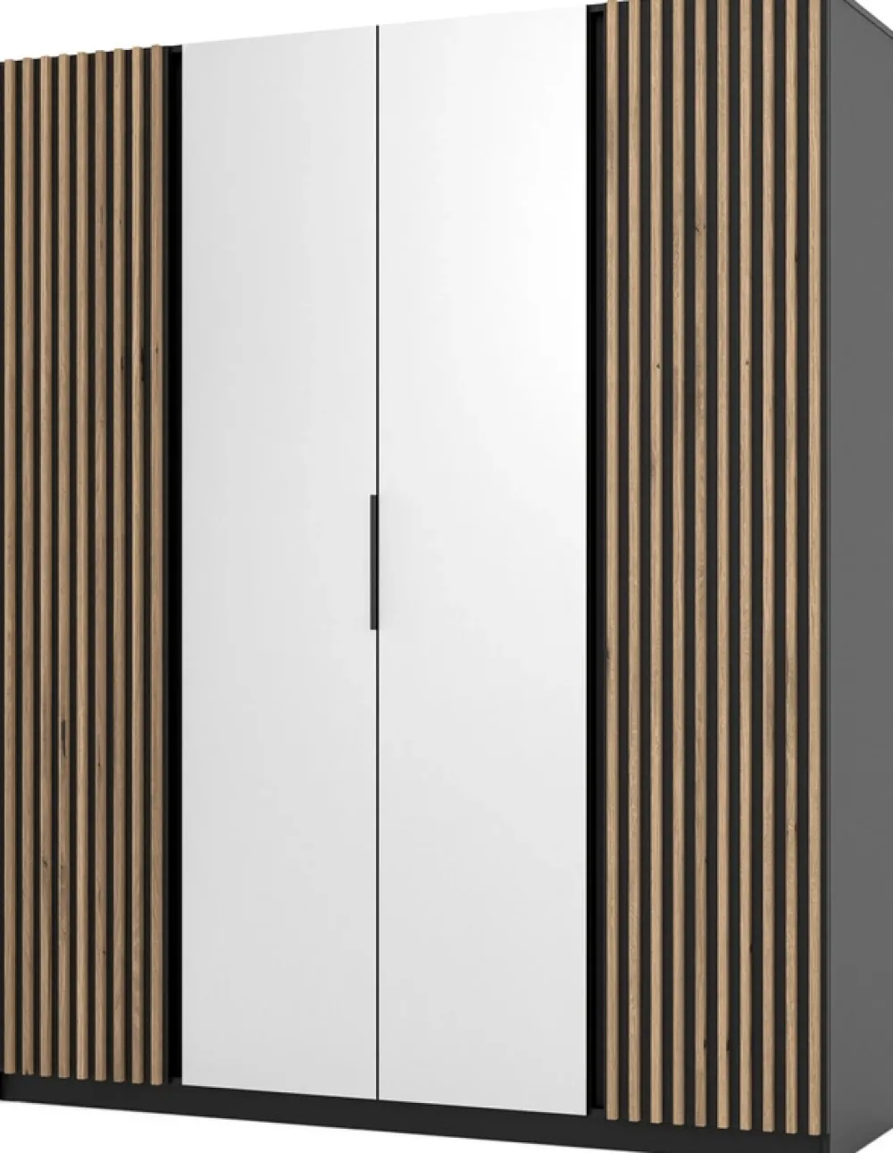 Szafy Młodzieżowe|Szafy Otwierane>Lempert Szafa do sypialni z lustrem i lamelami 200 cm KARAT czarny
