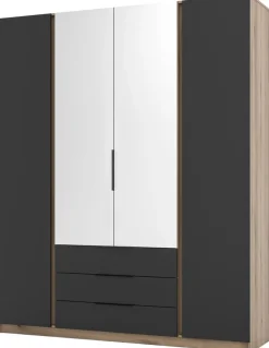 Szafy Młodzieżowe|Szafy Otwierane>Lempert Szafa do sypialni z lustrem i półkami 200 cm KARAT
