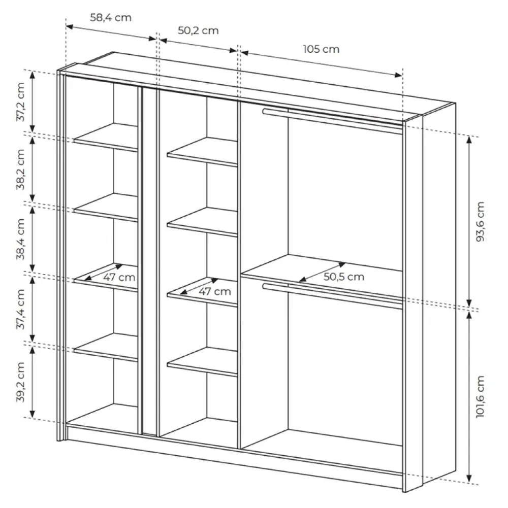 Zestawy Mebli Do Sypialni|Zestawy Mebli Do Przedpokoju>LASKI Szafa do sypialni z lustrem DESIO Beż