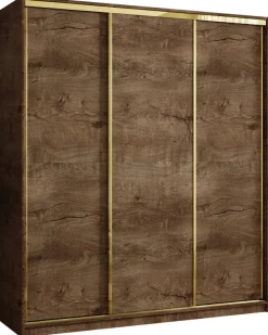 Szafy Trzydrzwiowe|Szafy Przesuwne>BROMARKT Szafa do sypialni z szufladami 180 cm GOLD NEW dąb lefkas