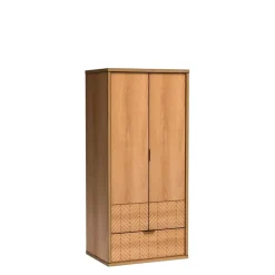 Zestawy Mebli Do Sypialni|Szafy Dwudrzwiowe>JARSTOL Szafa do sypialni z szufladą 86 cm FONETTI dąb karmel