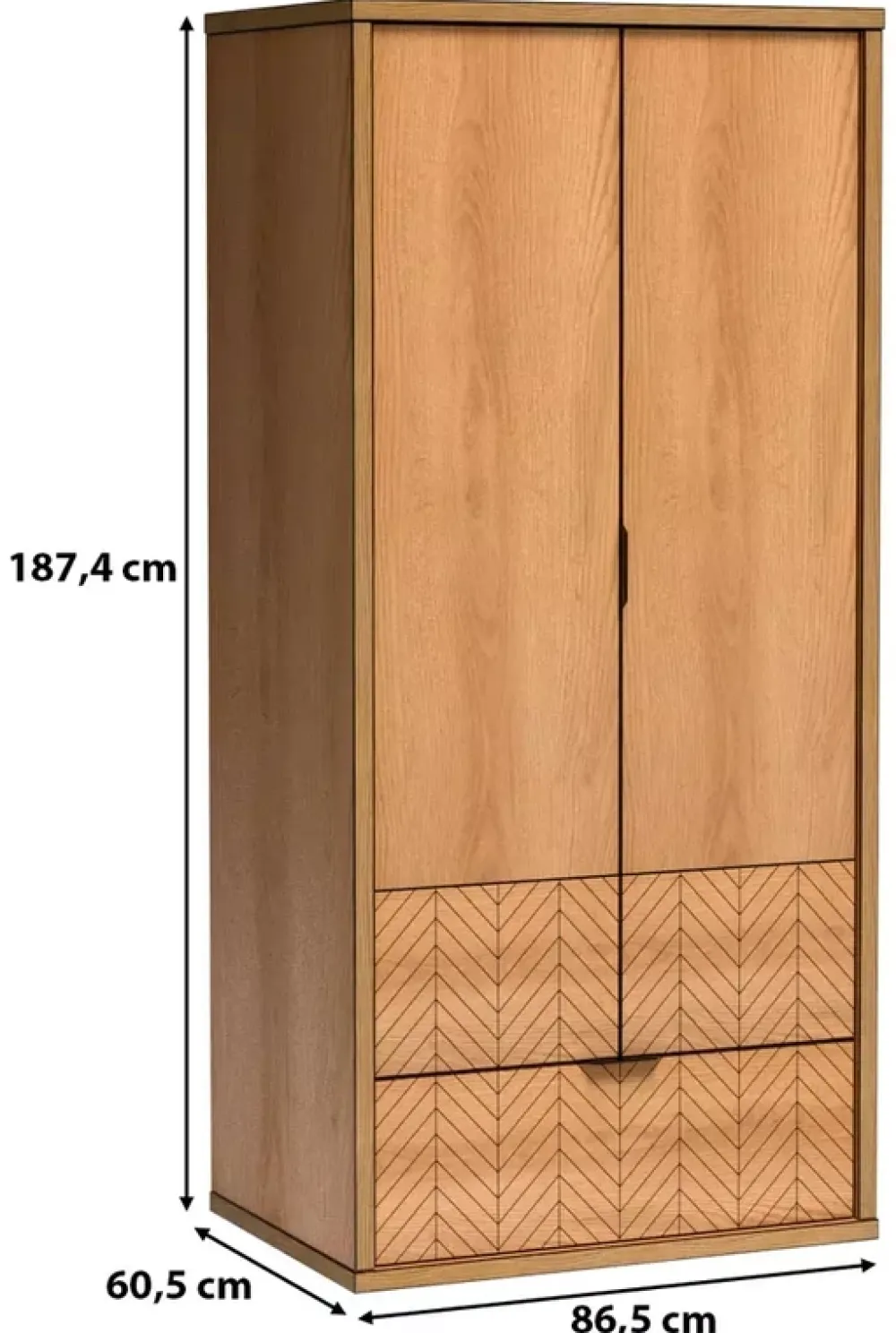 Zestawy Mebli Do Sypialni|Szafy Dwudrzwiowe>JARSTOL Szafa do sypialni z szufladą 86 cm FONETTI dąb karmel