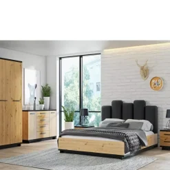 Meble Dla Dzieci|Zestawy Mebli Do Sypialni></noscript>GiB Meble Szafa dwudrzwiowa 90 cm Dąb artisan/czarny ISMENA