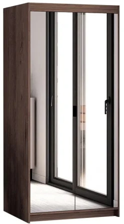 Zestawy Mebli Do Przedpokoju|Szafy Modułowe>Lempert Szafa dwudrzwiowa modułowa z półkami i lustrem 90 cm KUBA dąb lefkas