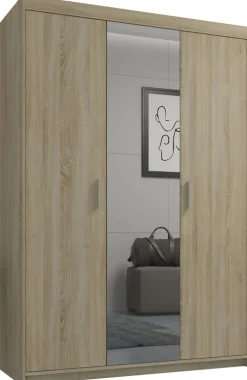 Garderoby|Meble Młodzieżowe>Lempert Szafa dwudrzwiowa modułowa z lustrem 133 cm do sypialni KUBA dąb sonoma