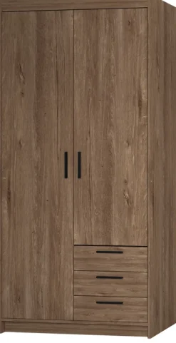 Zestawy Mebli Do Przedpokoju|Szafy Modułowe>Lempert Szafa dwudrzwiowa z półkami i szufladami modułowa 90 cm KUBA dąb lefkas