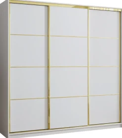 Szafy Trzydrzwiowe|Szafy Do Przedpokoju>BROMARKT Szafa garderoba 200 cm GOLD NEW przesuwna biały