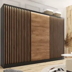 Szafy Przesuwne|Zestawy Mebli Do Przedpokoju></noscript>BROMARKT Szafa garderoba z lamelami LOFT 280 cm lefkas