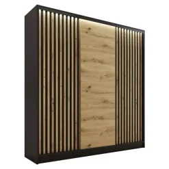 Zestawy Mebli Do Przedpokoju|Szafy Trzydrzwiowe>BROMARKT Szafa garderoba z lamelami LOFT 180 cm artisan
