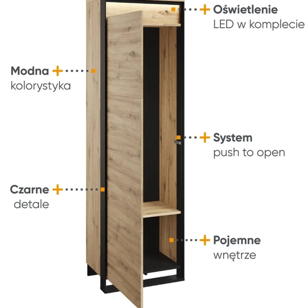 Meble Młodzieżowe|Zestawy Mebli Do Salonu>lenart. Szafa jednodrzwiowa do przedpokoju półka drążek QUANT 60 cm
