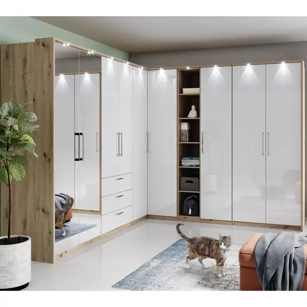 Szafy Młodzieżowe|Szafy Otwierane>Helvetia Szafa jednodrzwiowa SIERRA dąb artisan + biały połysk