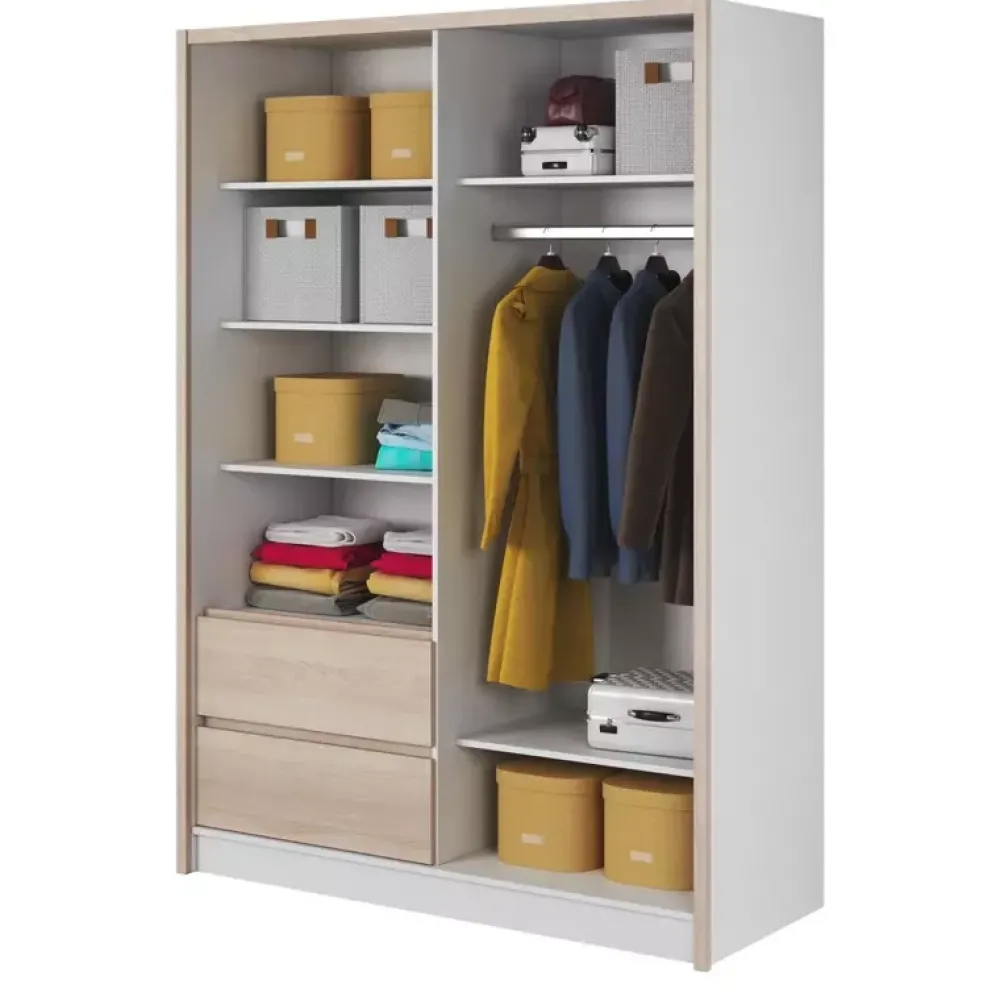 Szafy Z Lustrem|Szafy Przesuwne>PIASKI Szafa lustrem biały dąb sonoma MALTA